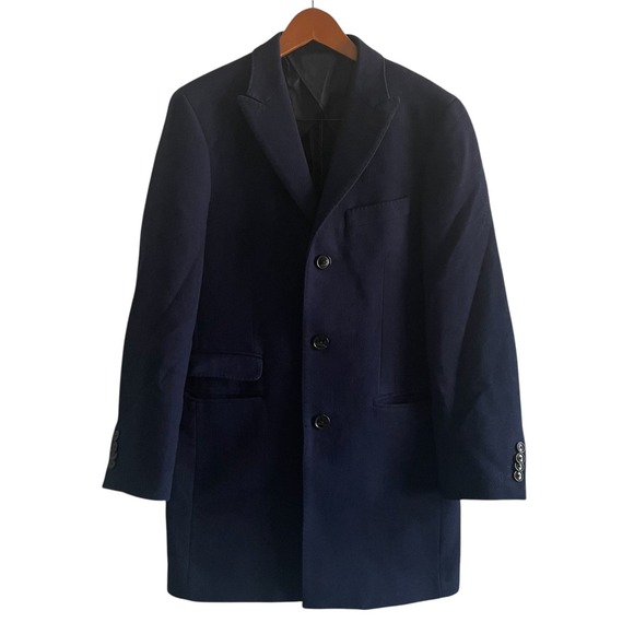 Other - MOSS 1851 Wool Coat Overcoat Men's Small Blue Tailored Fit Mid Length Car Coat